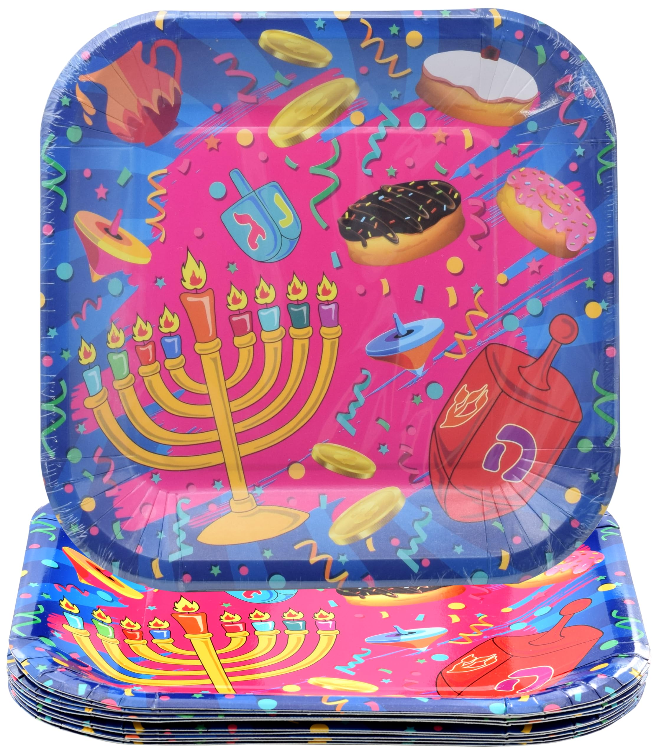 Izzy 'n' Dizzy Hanukkah Plates - Chanukah Paper Goods - 9 Inch - Serves 10
