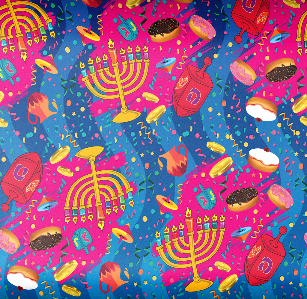 Izzy 'n' Dizzy Hanukkah Wrapping Paper - Multicolored Gift Wrap - 17 Inch x 144 Inch - Chanukah Gift Wrap - Multicolored Print
