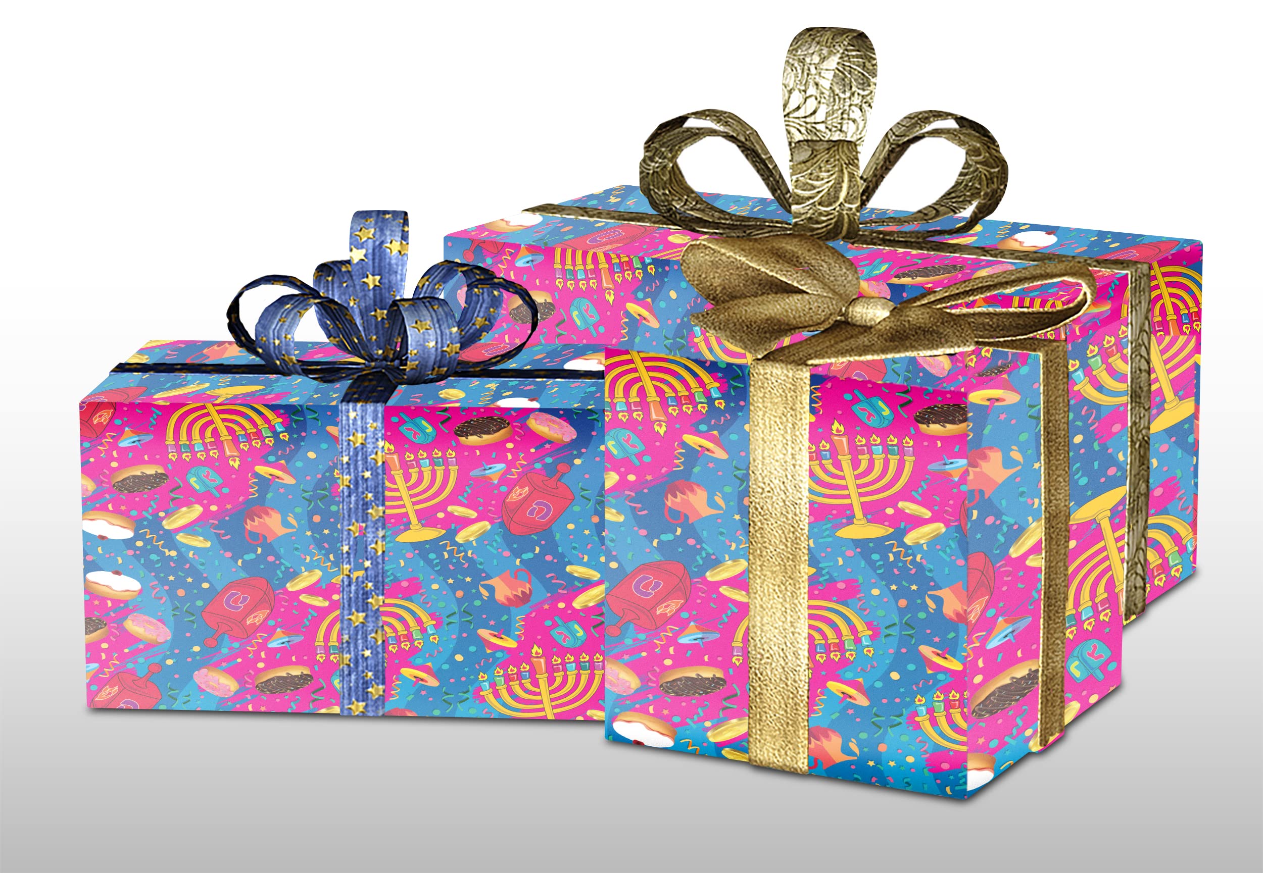 Izzy 'n' Dizzy Hanukkah Wrapping Paper - Multicolored Gift Wrap - 17 Inch x 144 Inch - Chanukah Gift Wrap - Multicolored Print