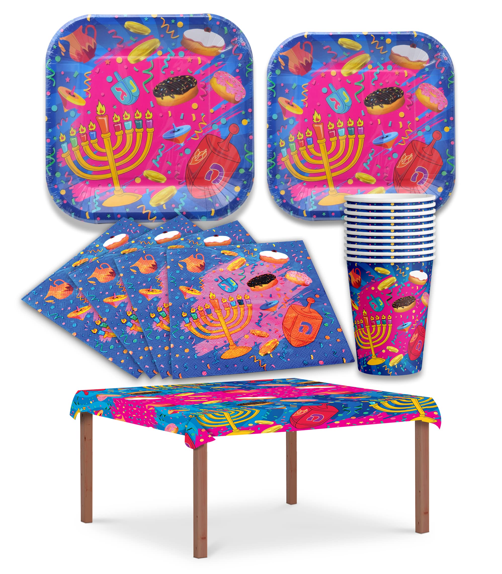 Izzy 'n' Dizzy Hanukkah Plates - Chanukah Paper Goods - 7 Inch - Serves 10