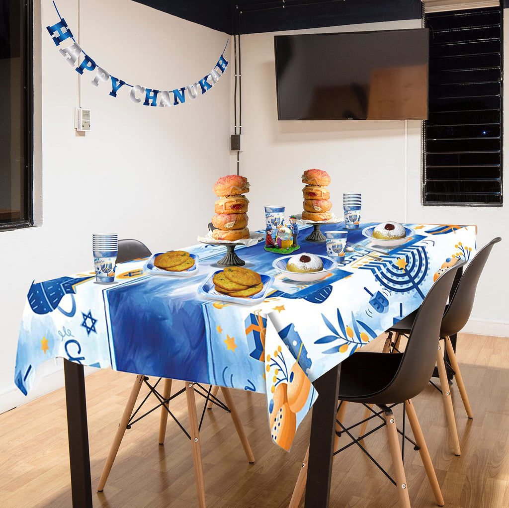 Izzy 'n' Dizzy Hanukkah Desssert Stand, Hanukkah Paper Goods, Blue and White Chanukah Themed Party Supplies - 3 Tier