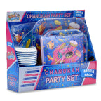 Izzy 'n' Dizzy Hanukkah Paper Goods Set - Plates, Cups, Napkins and Tablecloth, Mega Pack (Serves 8)