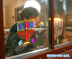 Menorah Window Gel Cling - Self Sticking Chanukah Menorah and Dreidels - Hanukkah Party Decorations and Supplies by Izzy 'n' Dizzy