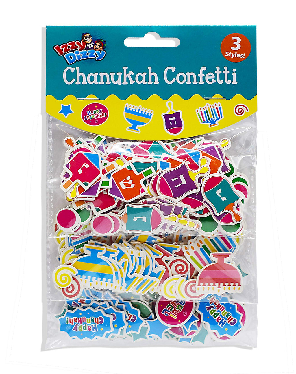 Hanukkah Confetti - 3 Styles: Menorahs, Dreidels and Happy Confetti - Hanukkah Party Decorations and Supplies by Izzy 'n' Dizzy