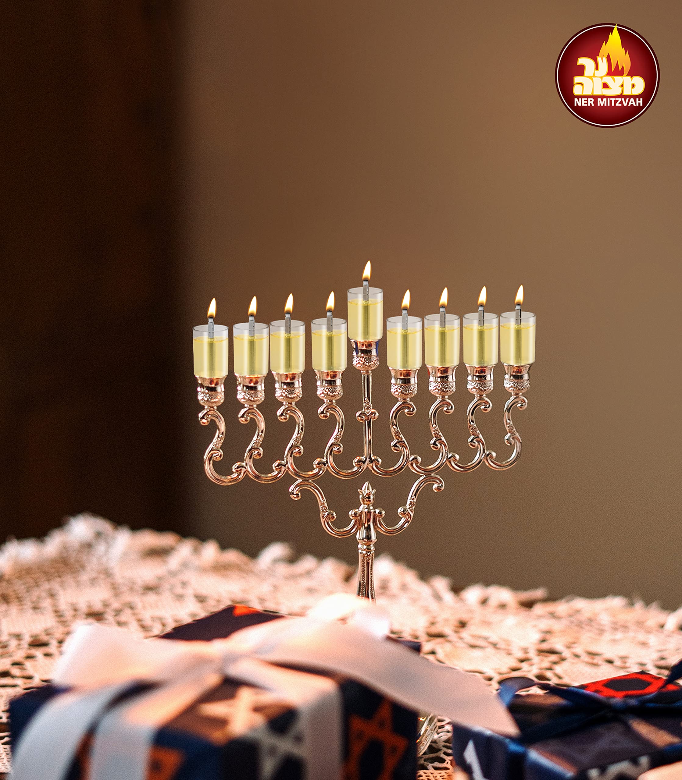 Ner Mitzvah Chanukah Menorah Oil Cups - Oil Insert Cups for Menorahs - Plastic #11 (9 Pack)