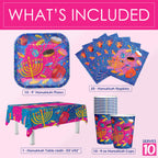 Izzy 'n' Dizzy Hanukkah Paper Goods Set - Mega Pack - Serves 10 - Plates, Cups, Napkins, Tablecloth