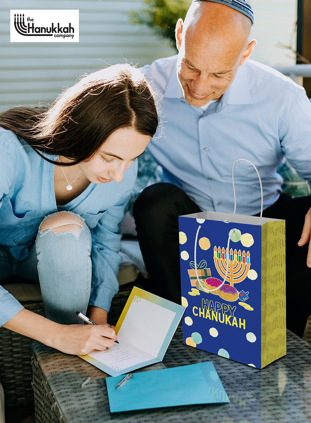 Izzy 'n' Dizzy Hanukkah Gift Bags - Medium Blue - 8 Inch x 12 Inch - Chanukah - 4 Pack