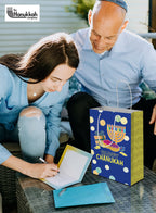 Izzy 'n' Dizzy Hanukkah Gift Bags - Medium Blue - 8 Inch x 12 Inch - Chanukah - 4 Pack