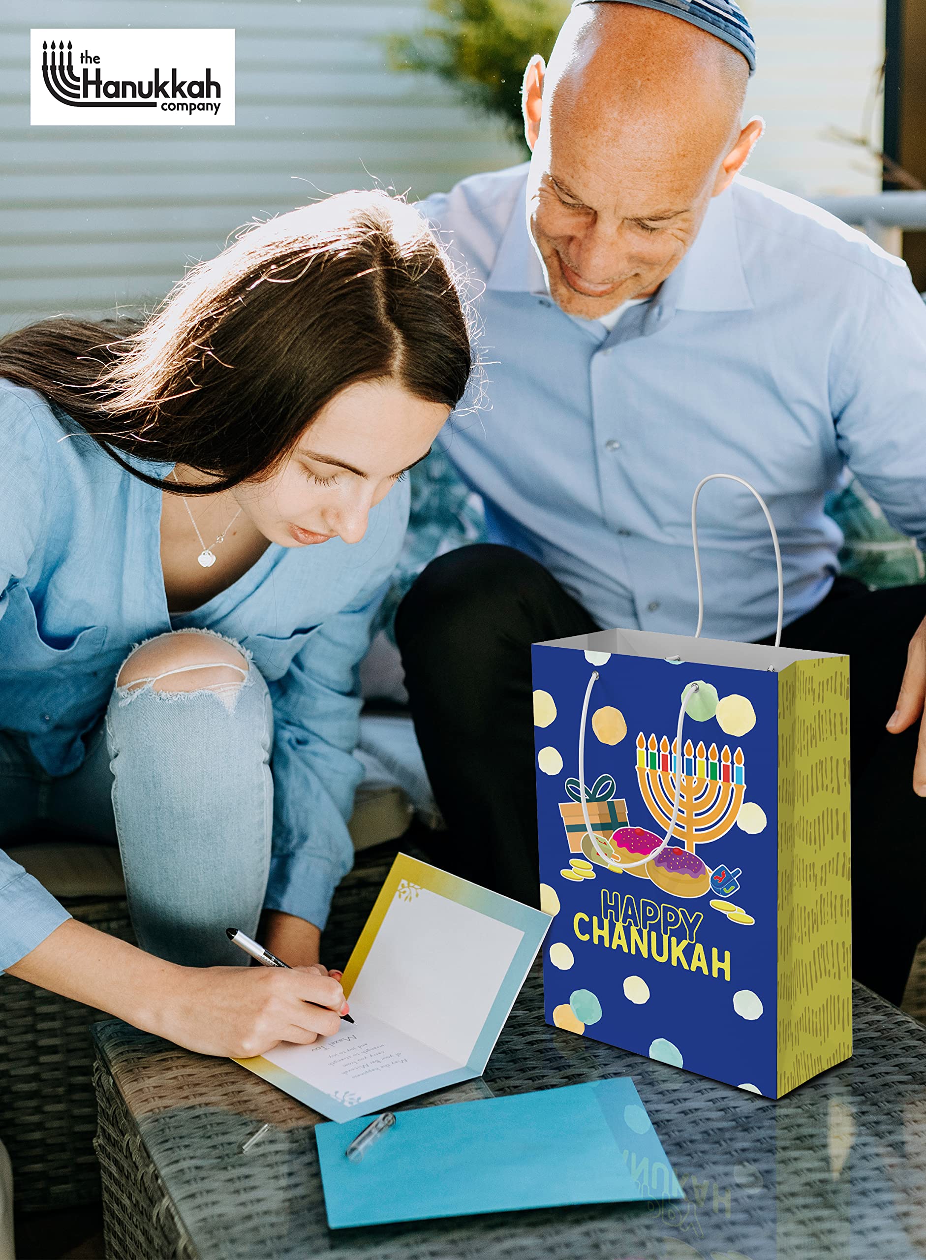 Izzy 'n' Dizzy Hanukkah Gift Bags - Medium Blue - 8 Inch x 12 Inch - Chanukah - 4 Pack