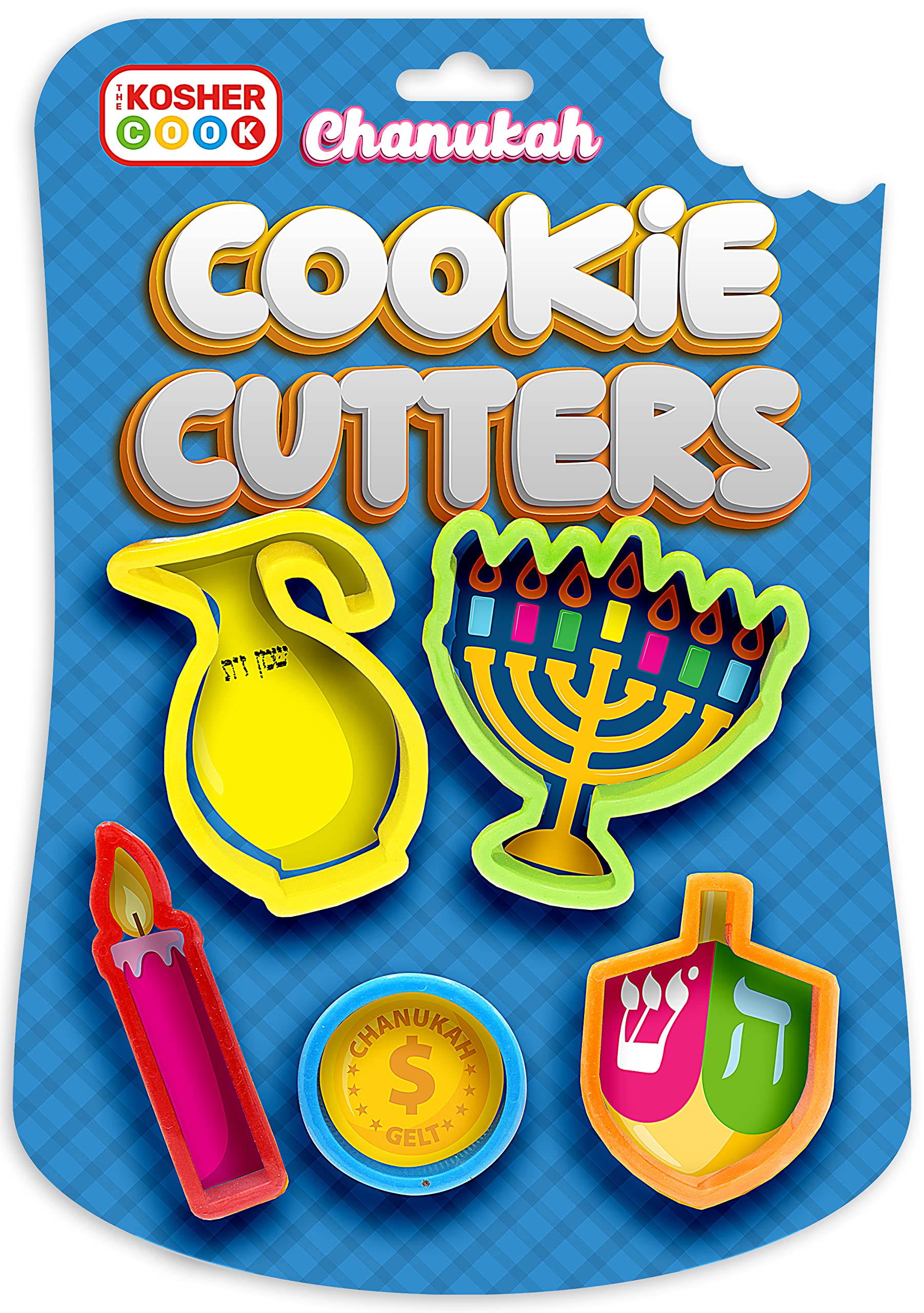 The Kosher Cook Hanukkah Plastic Chanukah Cookie Cutters, 5 Piece Set