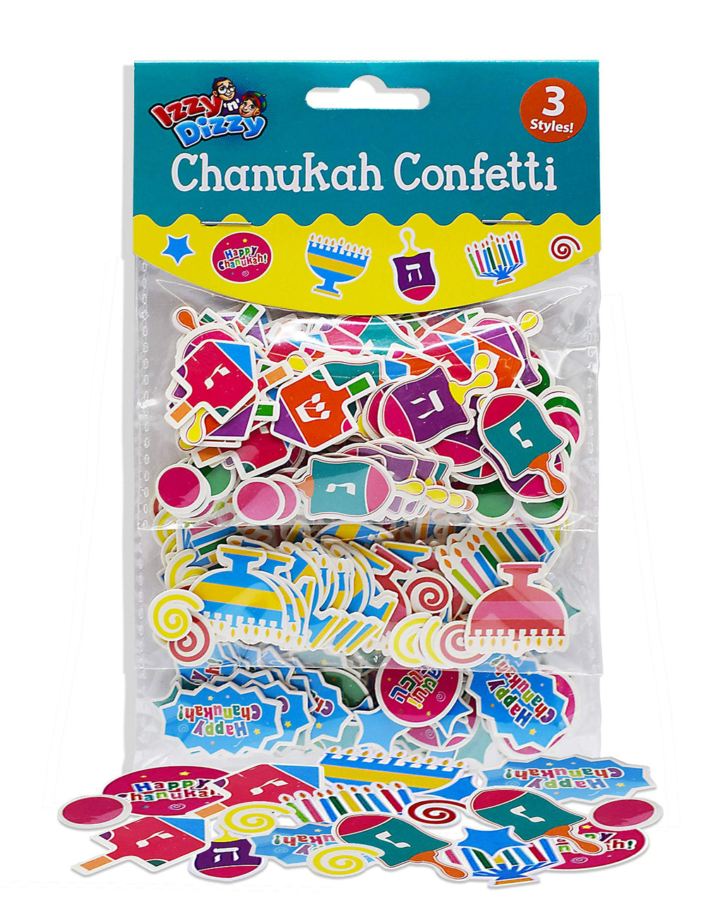Hanukkah Confetti - 3 Styles: Menorahs, Dreidels and Happy Confetti - Hanukkah Party Decorations and Supplies by Izzy 'n' Dizzy
