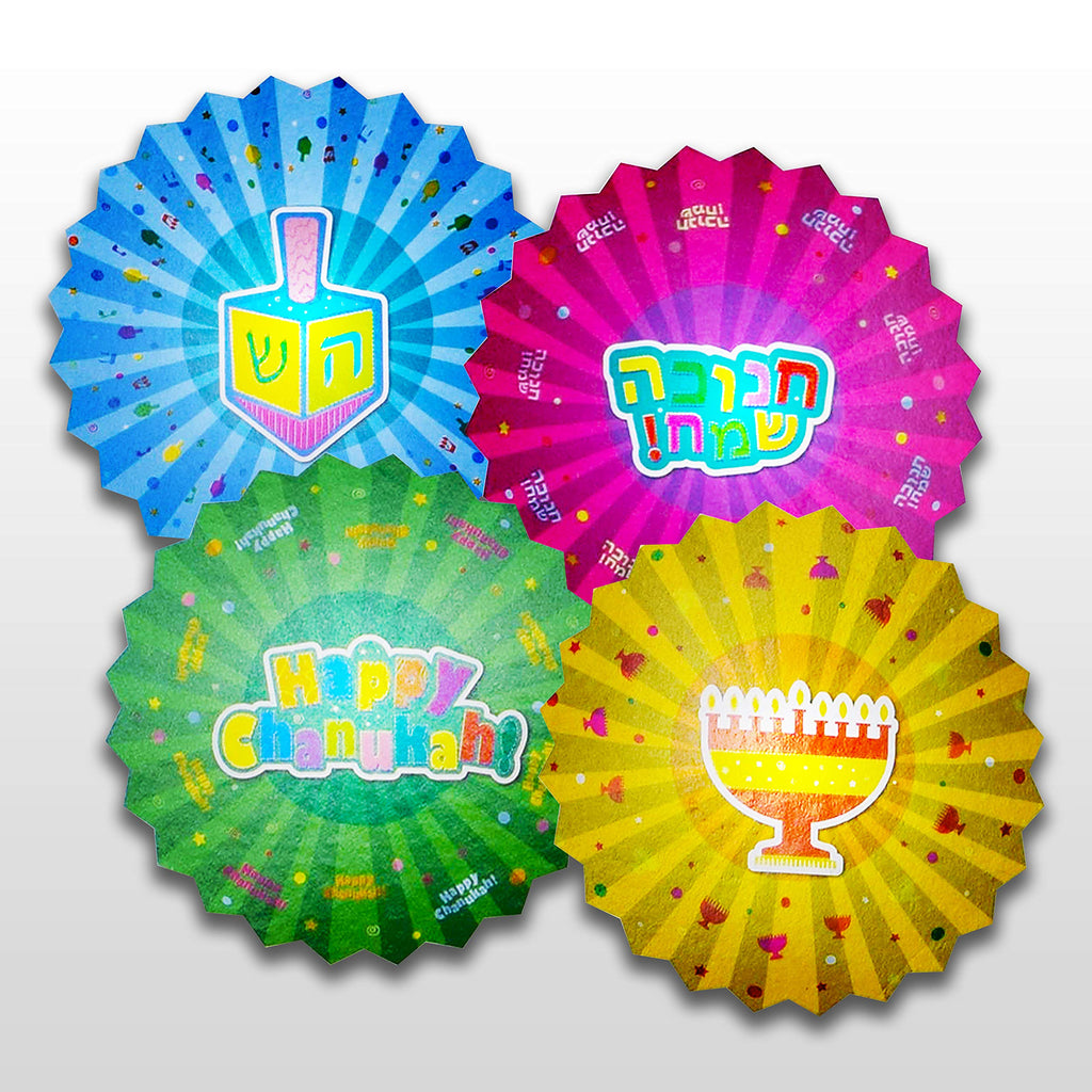 Hanukkah Paper Fan Decoration - 16 Pack - Menorahs, Dreidels, Happy Chanuka and Chanukah Sameach - Hanukkah Party Decorations and Supplies - Izzy 'n' Dizzy