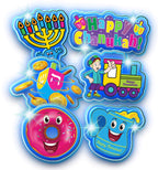 Izzy 'n' Dizzy Hanukkah LED Window Gel 6 Piece - Hanukkah Décor - Holiday Party Decoration - Happy Chanukah Window Gel