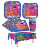 Izzy 'n' Dizzy Hanukkah Paper Goods Set - Plates, Cups, Napkins and Tablecloth, Mega Pack (Serves 8)