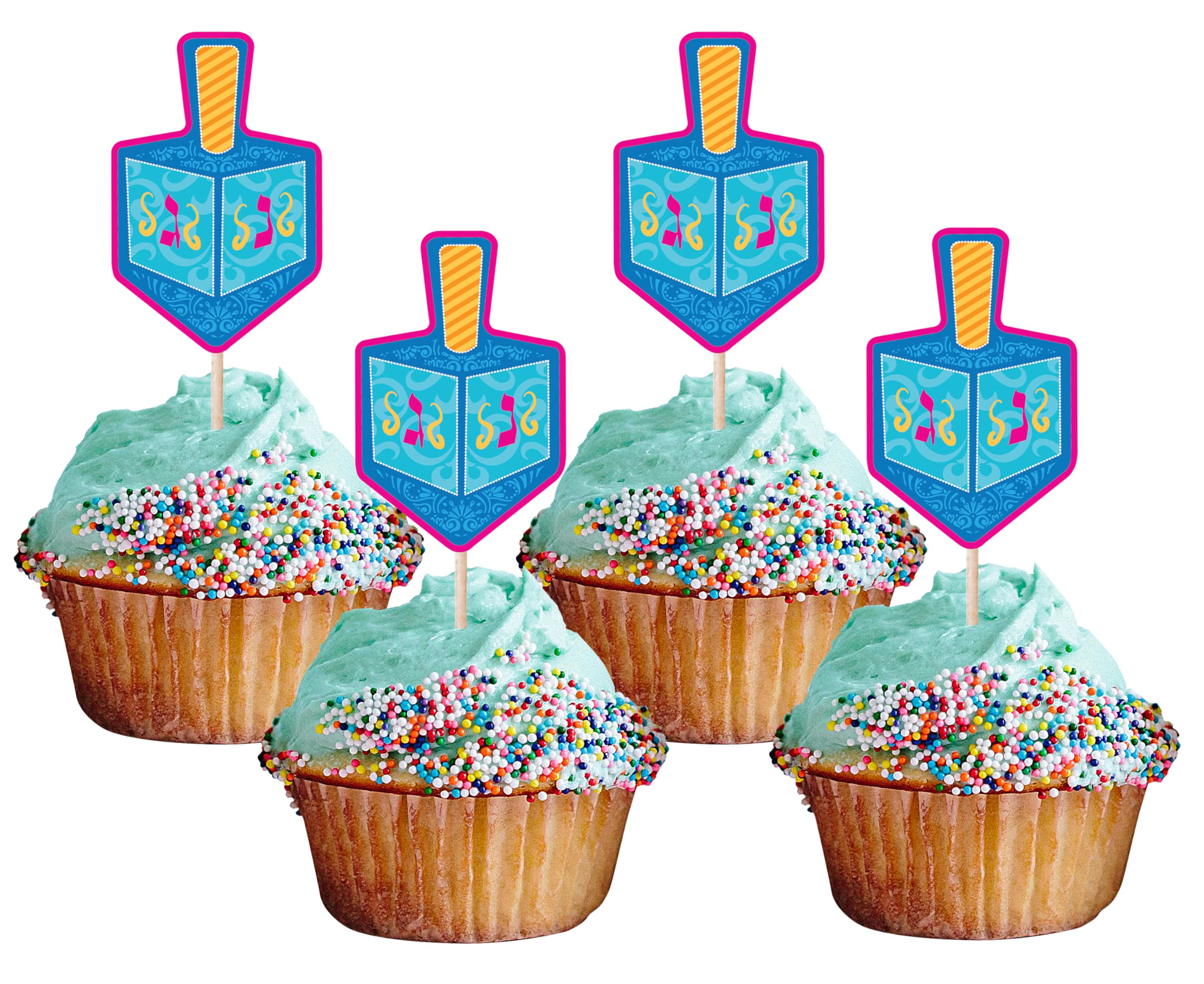 Izzy 'n' Dizzy Hanukkah Dreidel Cake Toppers and Paper Goods (Pack of 20)