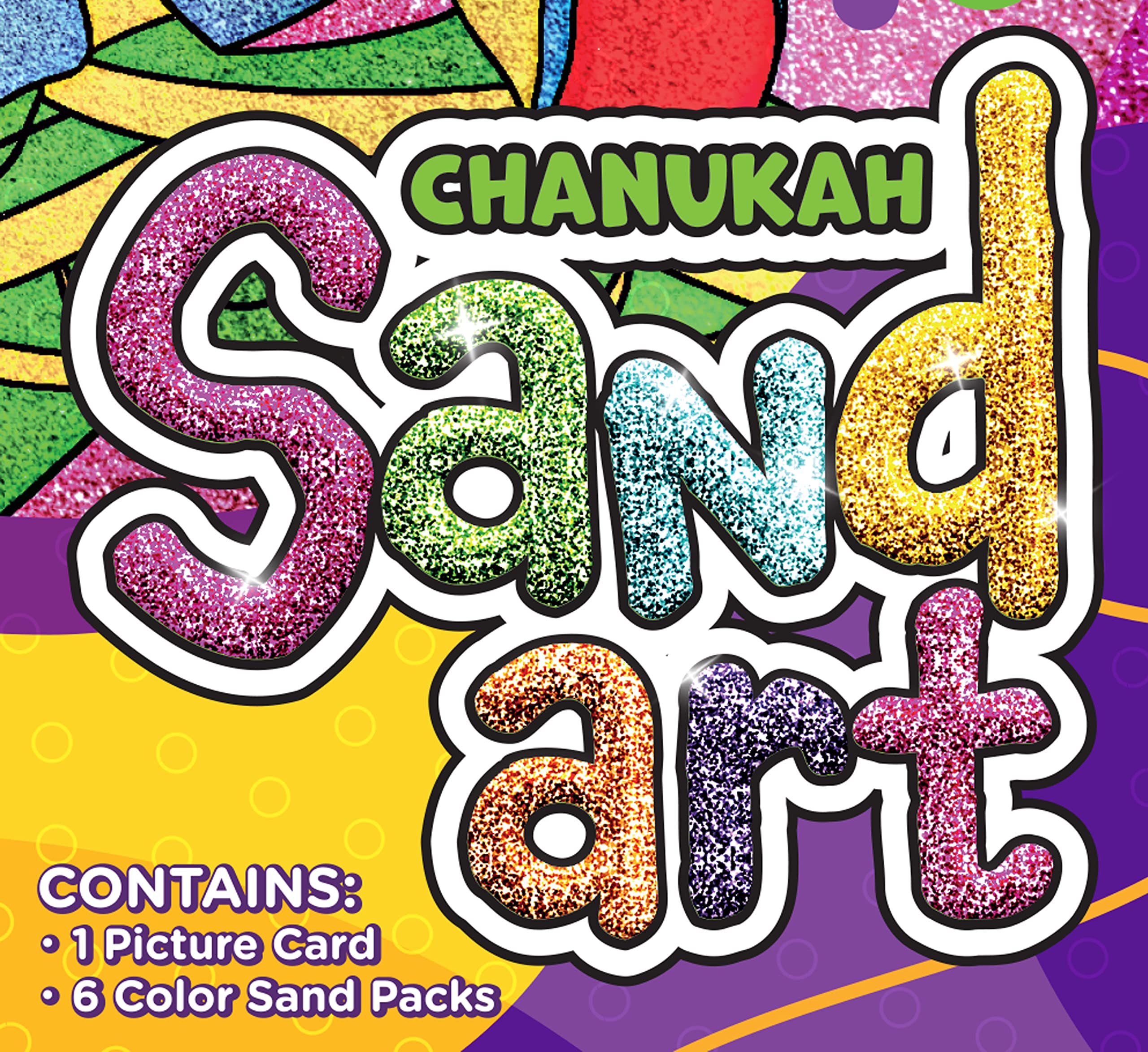 Izzy 'n' Dizzy Chanukah Sand Art Kit - Includes 8 Colored Sand Packs, 1 Poster - 7" x 6" - Hanukkah Arts and Crafts - Gifts and Games