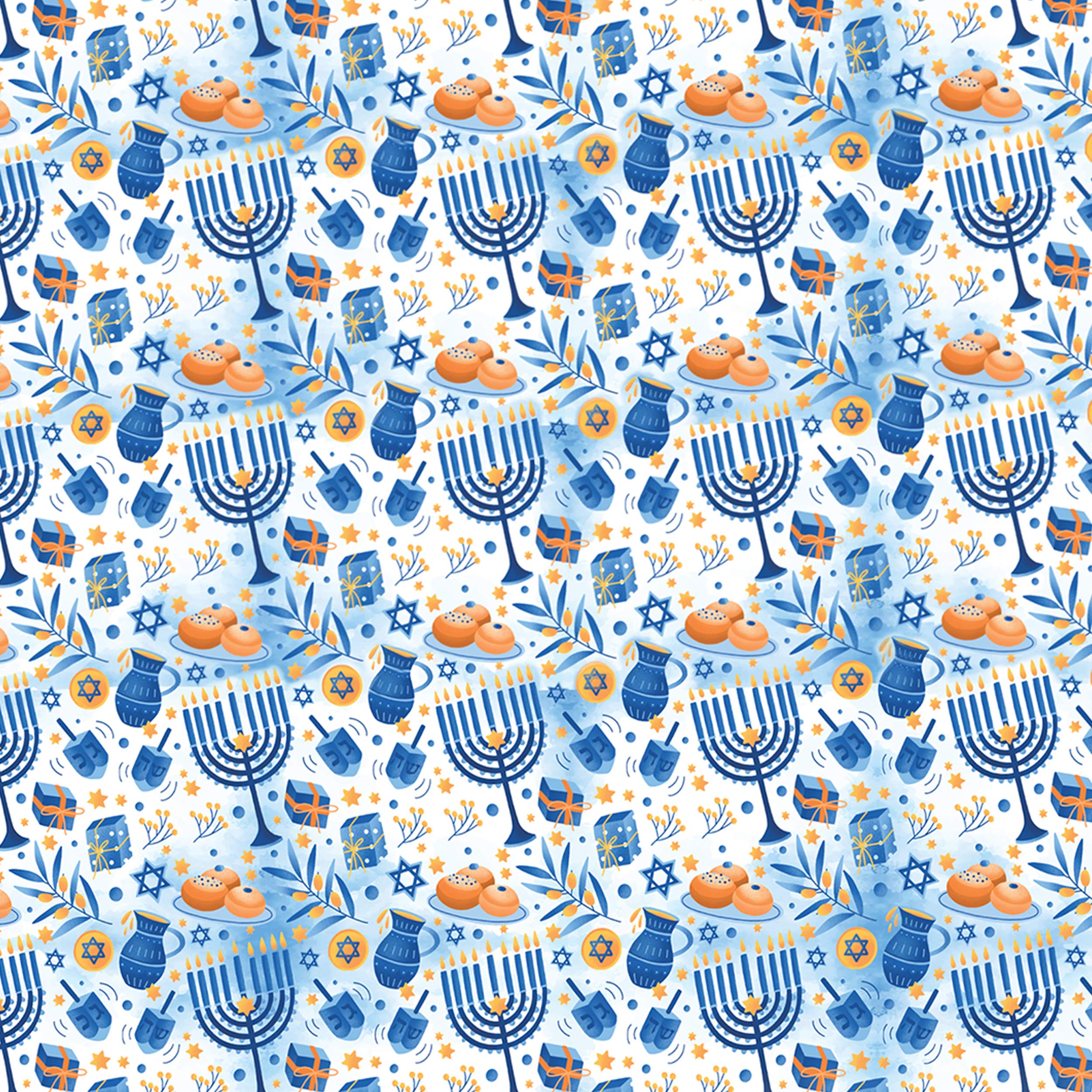 Izzy 'n' Dizzy Hanukkah Wrapping Paper - Extra Wide Blue Gift Wrap - 30 Inch x 144 Inch - Hanukkah Gift Wrap - Light Print