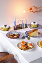 Ner Mitzvah Tin Candle Menorah - Fits All Standard Chanukah Candles - Colorful Painted Hannuka Children's Scene