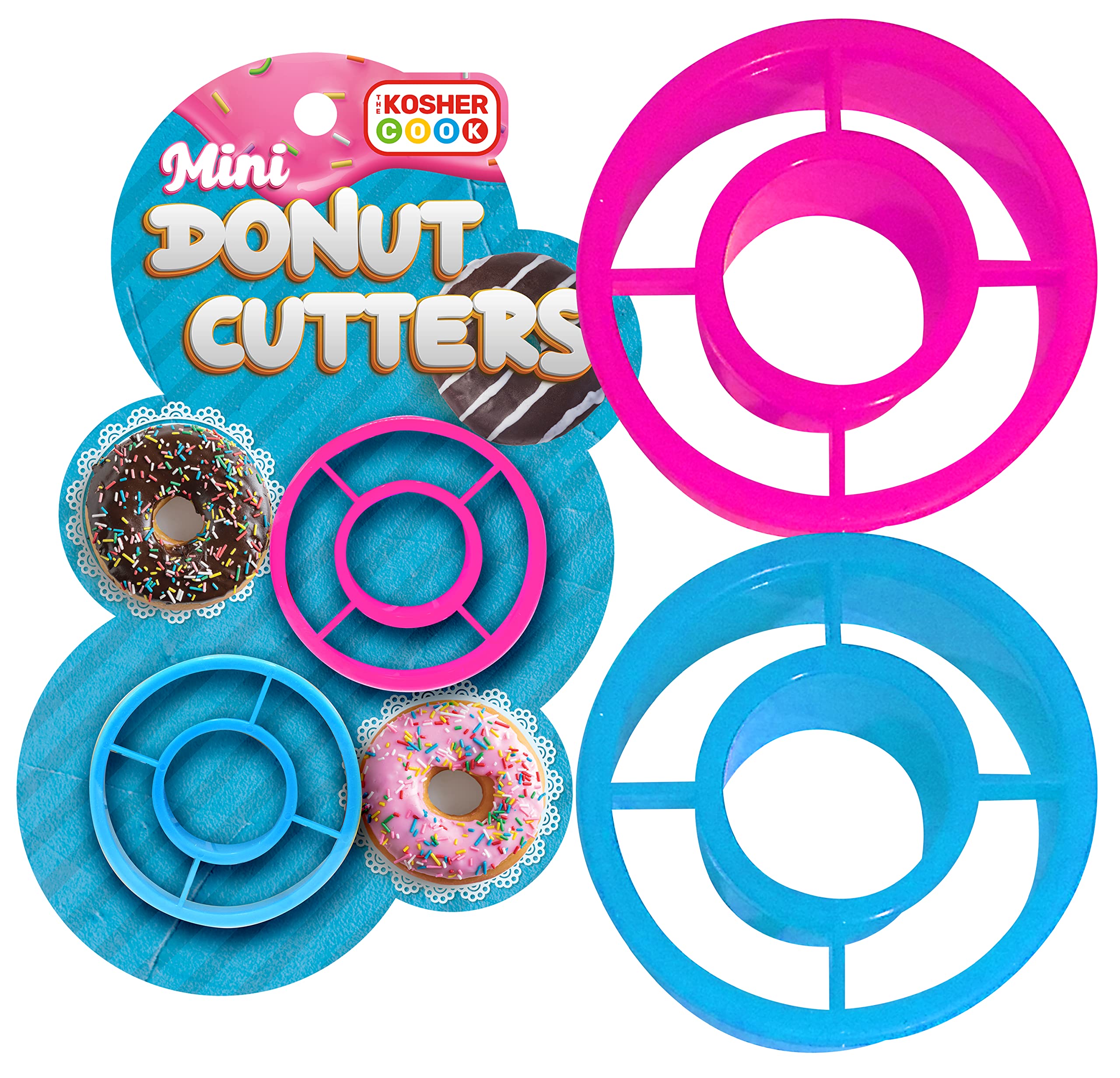 The Kosher Cook Mini Hanukkah Plastic Donut Cookie Cutter, 2 Piece Set