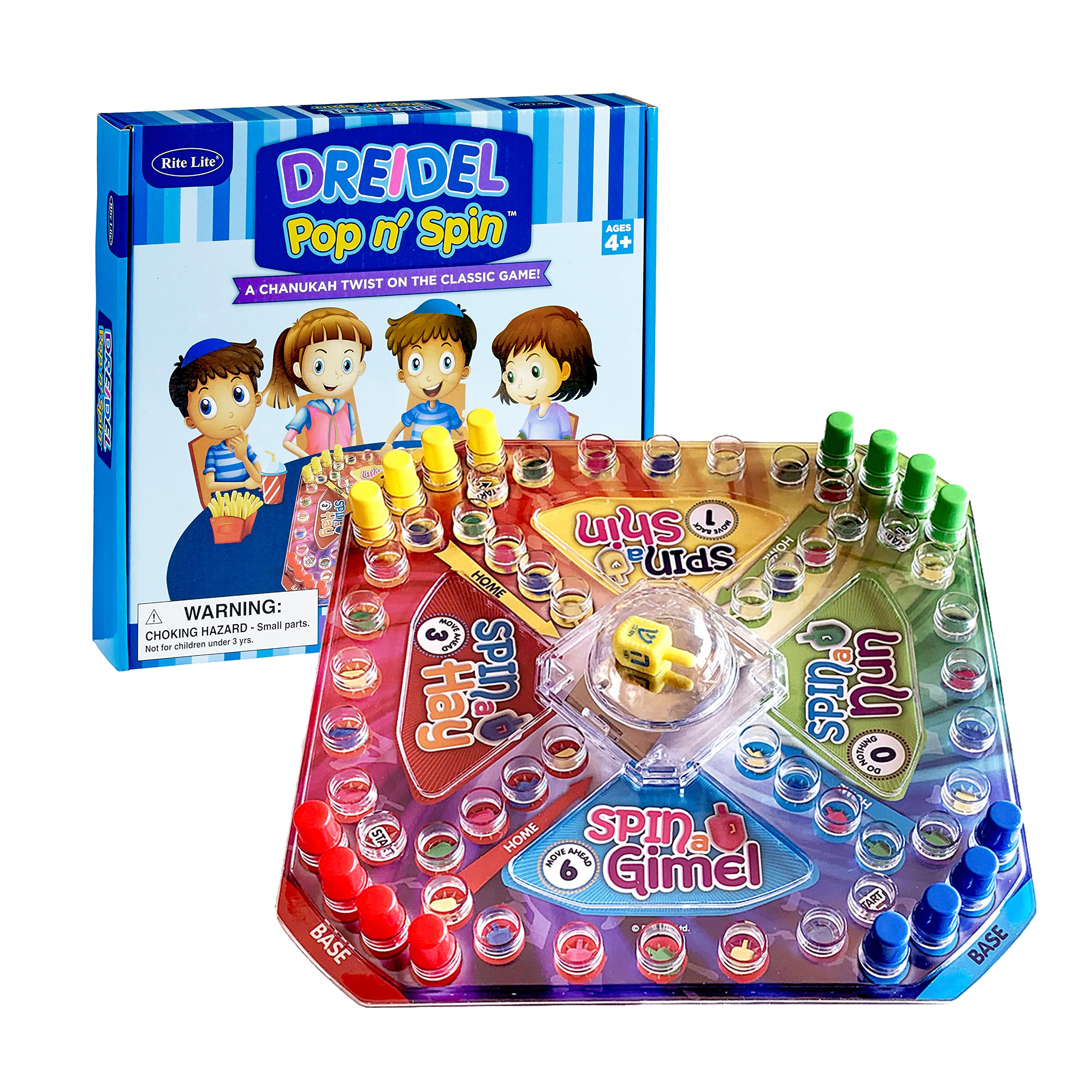Rite Lite Dreidel Pop & Spin Hanukkah Board Game - Chanukah Gifts Decorations Goodie Bag Rewards Jewish Holiday Party Favors Gift Set for Kids Judaica