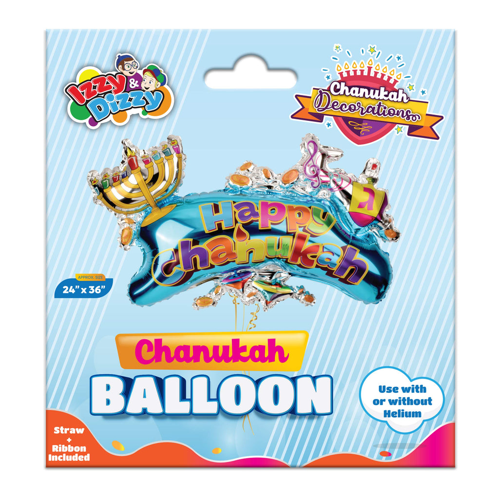 Hanukkah Balloon - Happy Chanukah XL Balloon - 24 inch x 36 inch - Hanukkah Décor