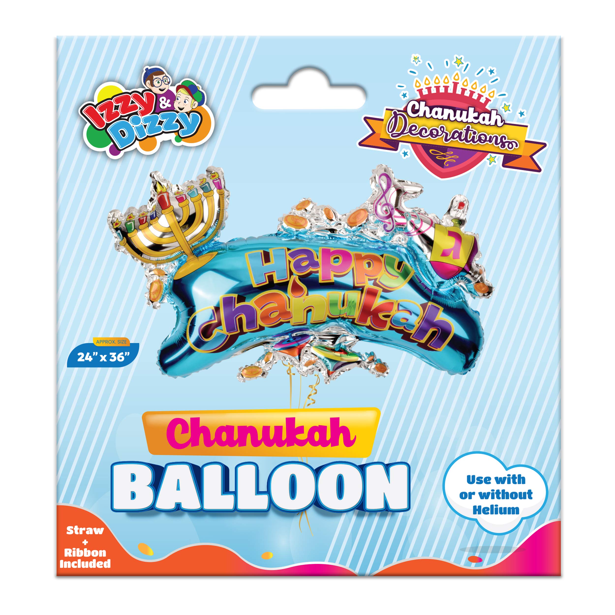 Hanukkah Balloon - Happy Chanukah XL Balloon - 24 inch x 36 inch - Hanukkah Décor