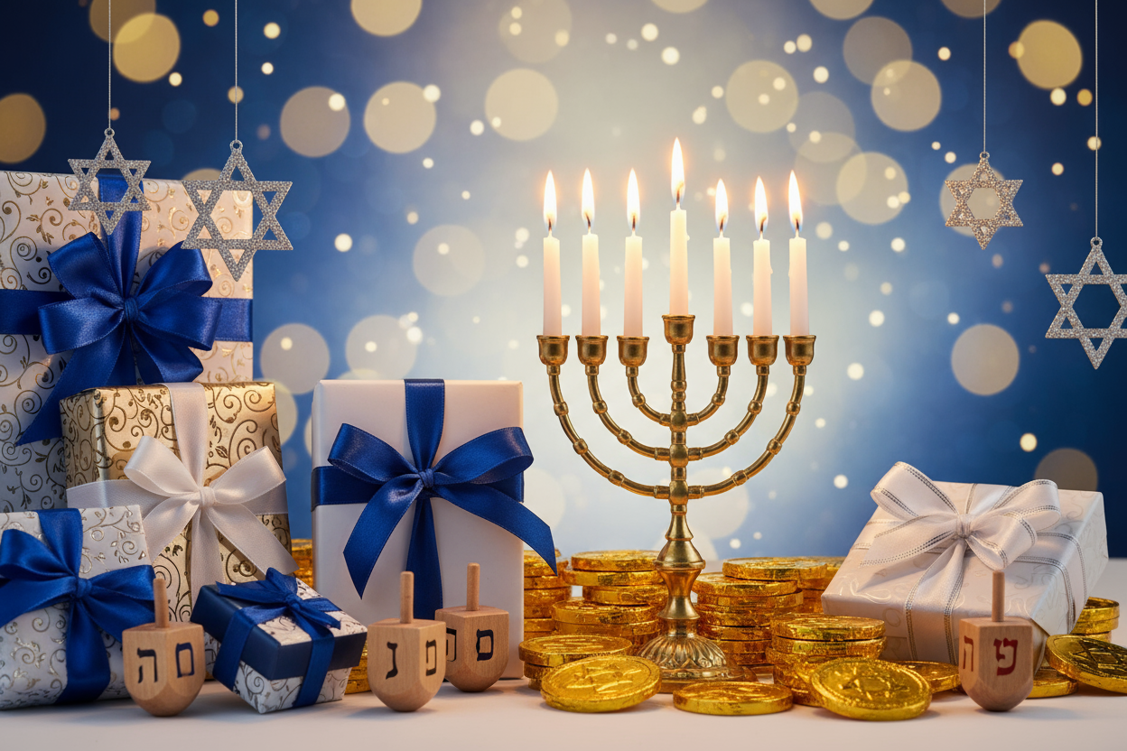 Chanukah jewish gifts background banner 